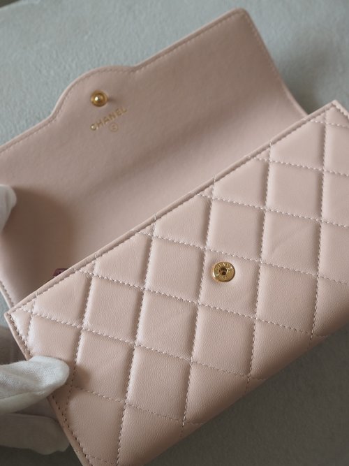 CHANEL シャネル バイカラー ロング ウォレット 長財布 ピンク
