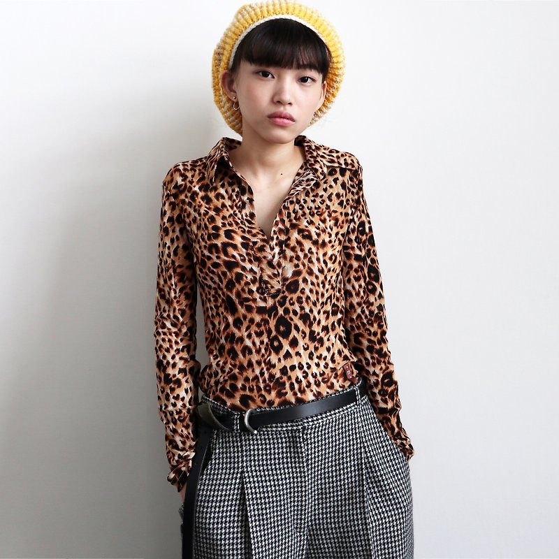 Pumpkin Vintage. Vintage leopard shirt - เสื้อผู้หญิง - เส้นใยสังเคราะห์ 