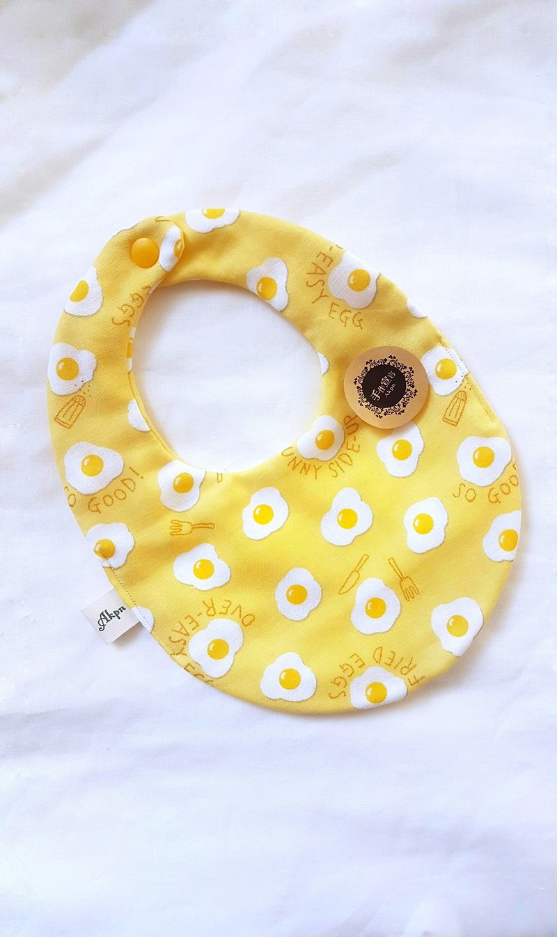 目玉焼き-yellow-double-sided egg-shaped bib-double yarn 100%cotton - Bibs - Cotton & Hemp Yellow