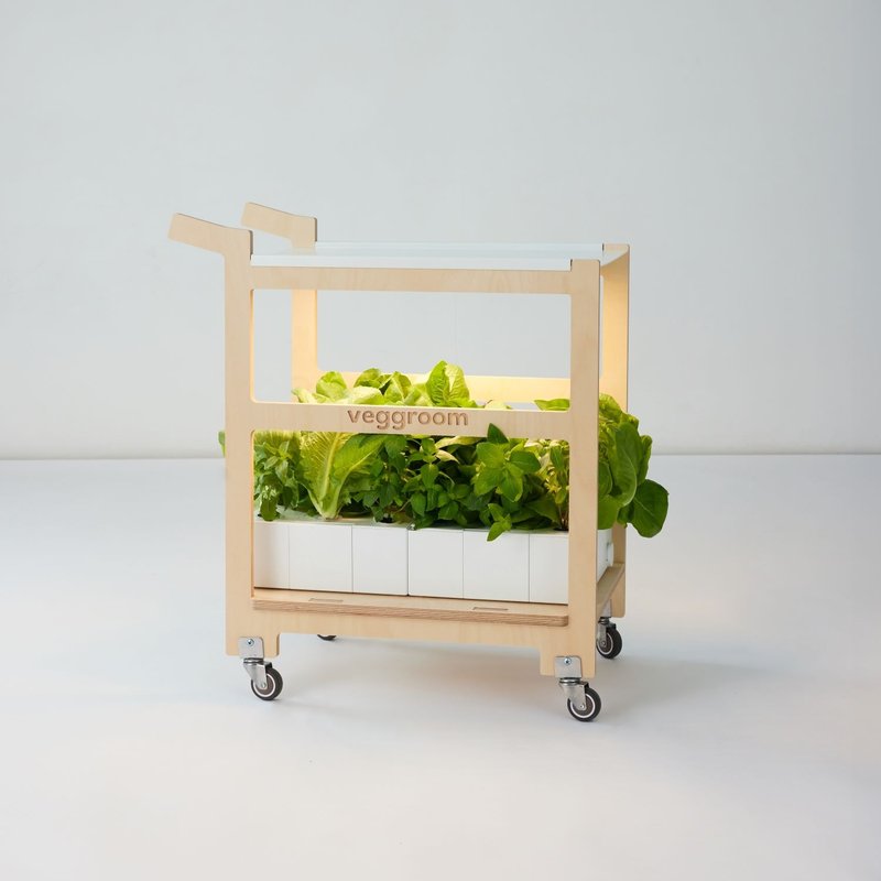 Veggroom 水耕全自動蔬菜種植Trolley 傢俬帶輪茶几角几 | 水耕機 - 其他 - 木頭 白色