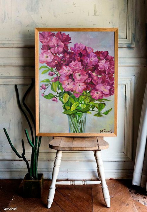 Vikenty Art Shop Roses Painting on Canvas Original Art Flowers Oil Painting Floral Painting