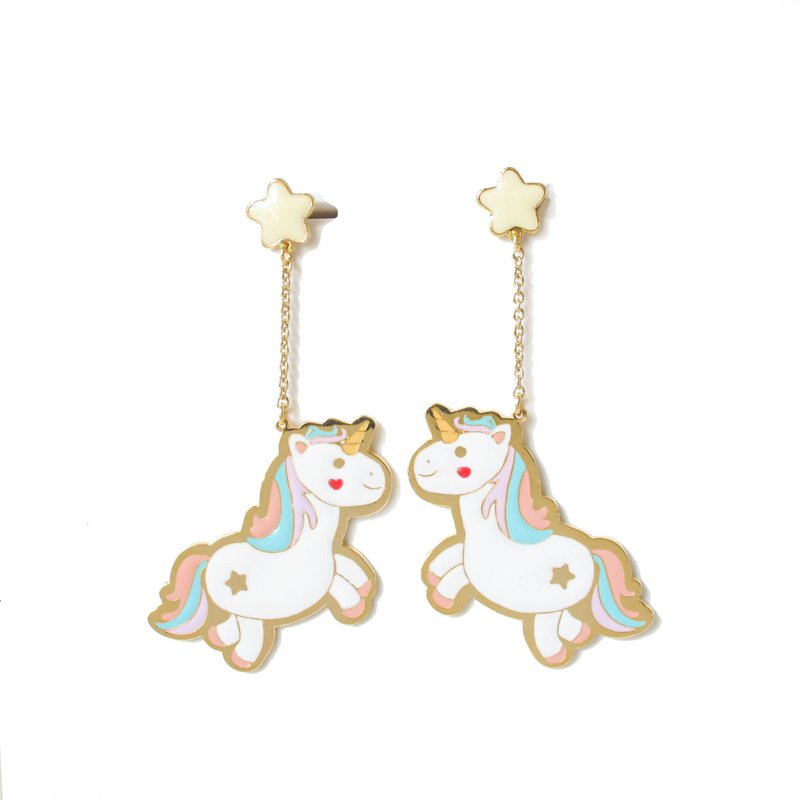 Big Unicorn Earring - Earrings & Clip-ons - Precious Metals Multicolor