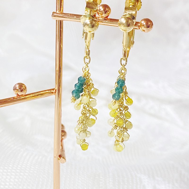 Mimosa Earring Yellow Opal Chalcedony Clip-On - Earrings & Clip-ons - Semi-Precious Stones Yellow