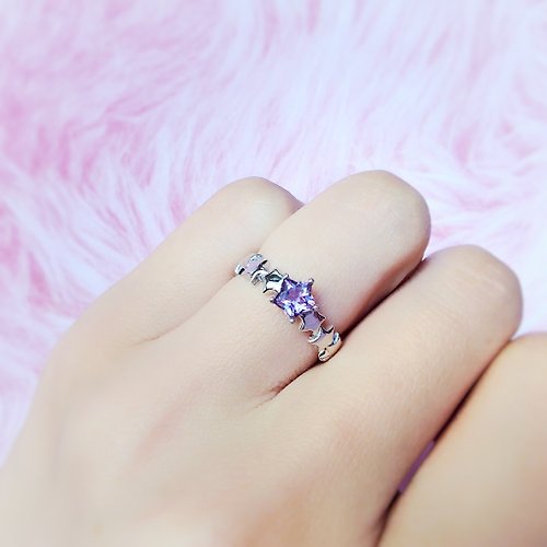 Tamasii Jewellery 小紫晶星環 電鍍18K白金/玫瑰金 純銀戒指