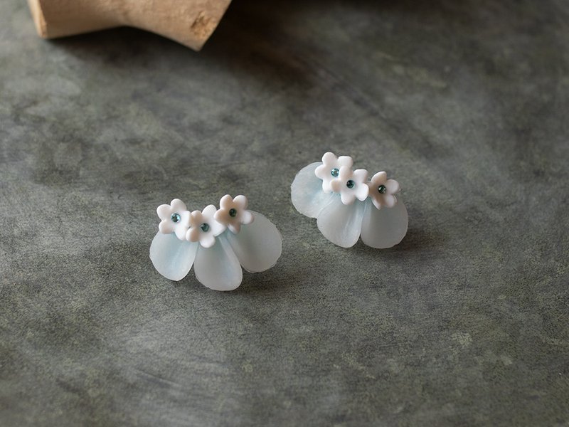 Petal Bouquet Earring / light blue - Earrings & Clip-ons - Clay Blue