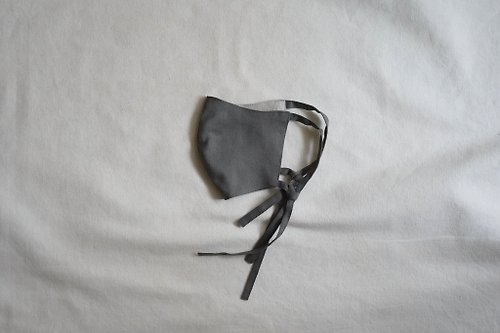 海豚鳥 birphin unisex mask | 雙色綁帶口罩 | 煤 灰 x 米