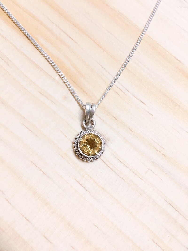 黃水晶 吊墜 項鍊 尼泊爾 手工製 925純銀材質 - 項鍊 - 寶石 
