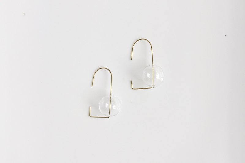Hook bubble shape earrings - Earrings & Clip-ons - Other Metals White
