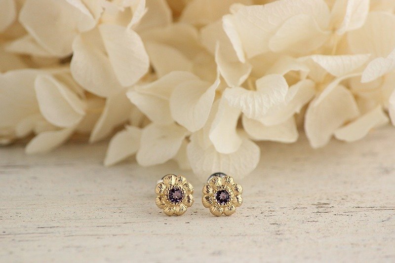K18GP Amethyst florets earrings