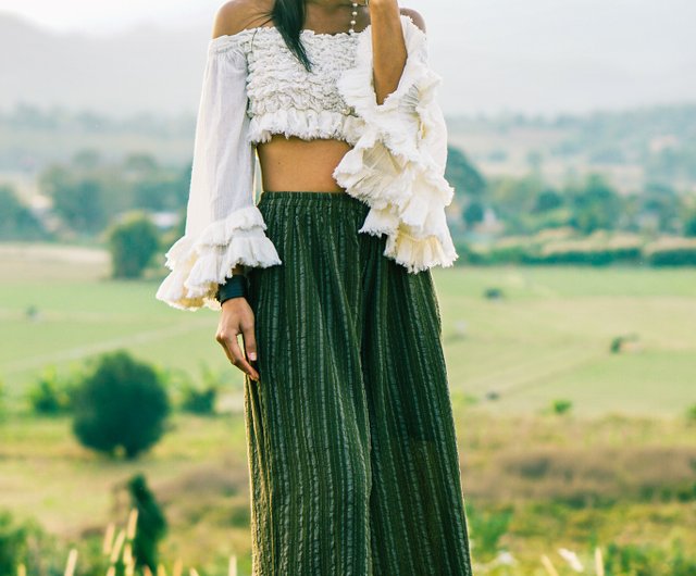 Women's Cotton Bohemian Hippie Pants Green