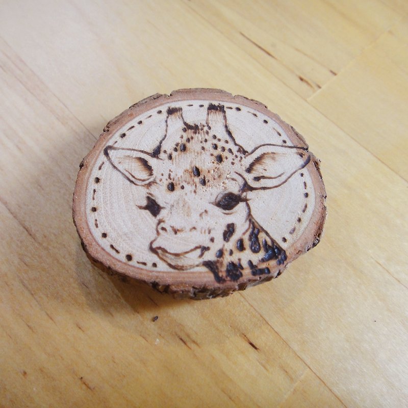 原木烙燒手繪磁鐵-訂製款 - 磁石貼/磁鐵 - 木頭 咖啡色