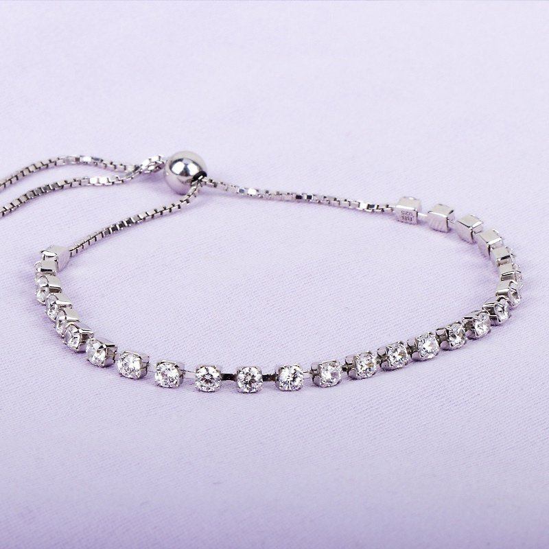 Crystal Cup Chain Ball Slider Bracelet In Pure 925 Sterling Silver - Bracelets - Crystal Transparent