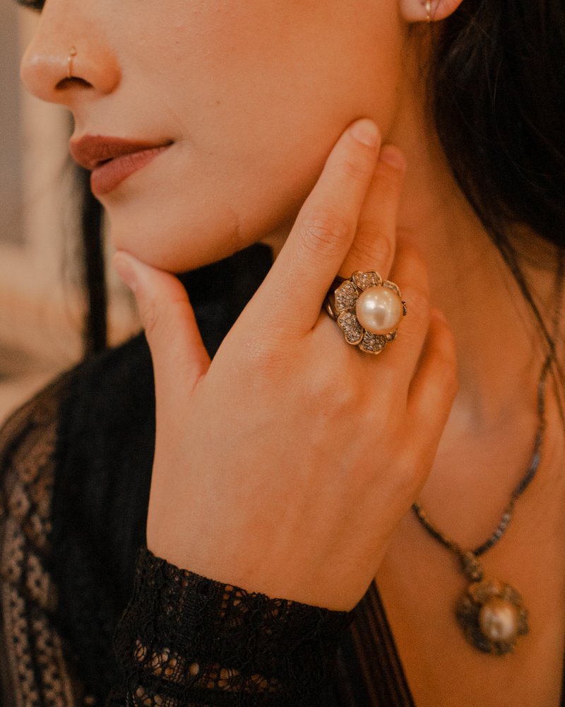 Prairie Rose AAA South Sea Pearl Gold Vermeil Ring - 戒指 - 珍珠 金色