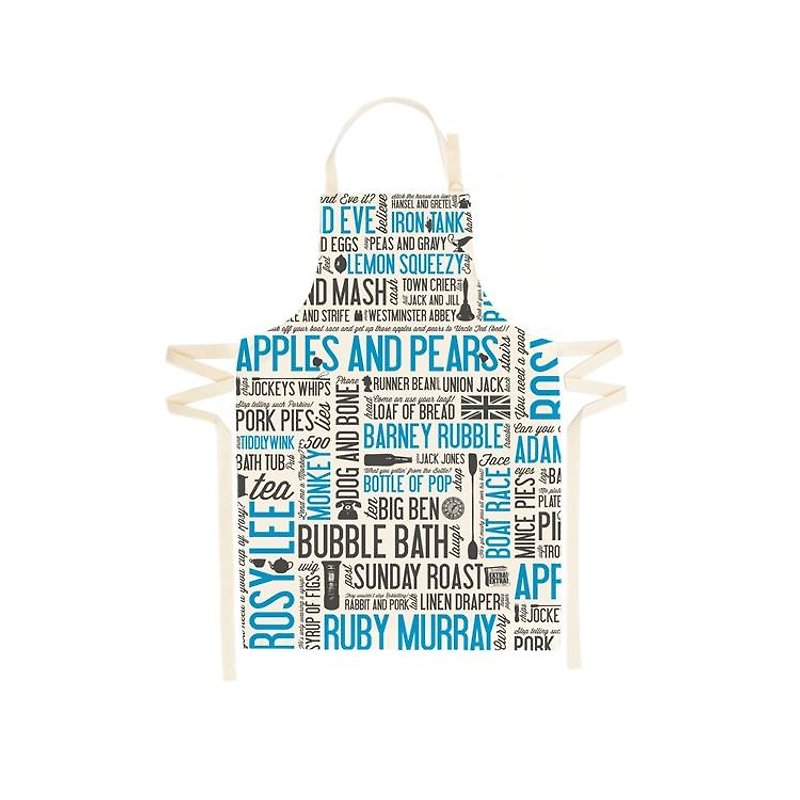 British egg cotton apron East London slang (blue) - Aprons - Cotton & Hemp Blue