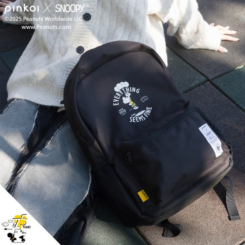 【Pinkoi x SNOOPY】SNOOPY後背包 - 背包/後背包/書包 - 尼龍 黑色