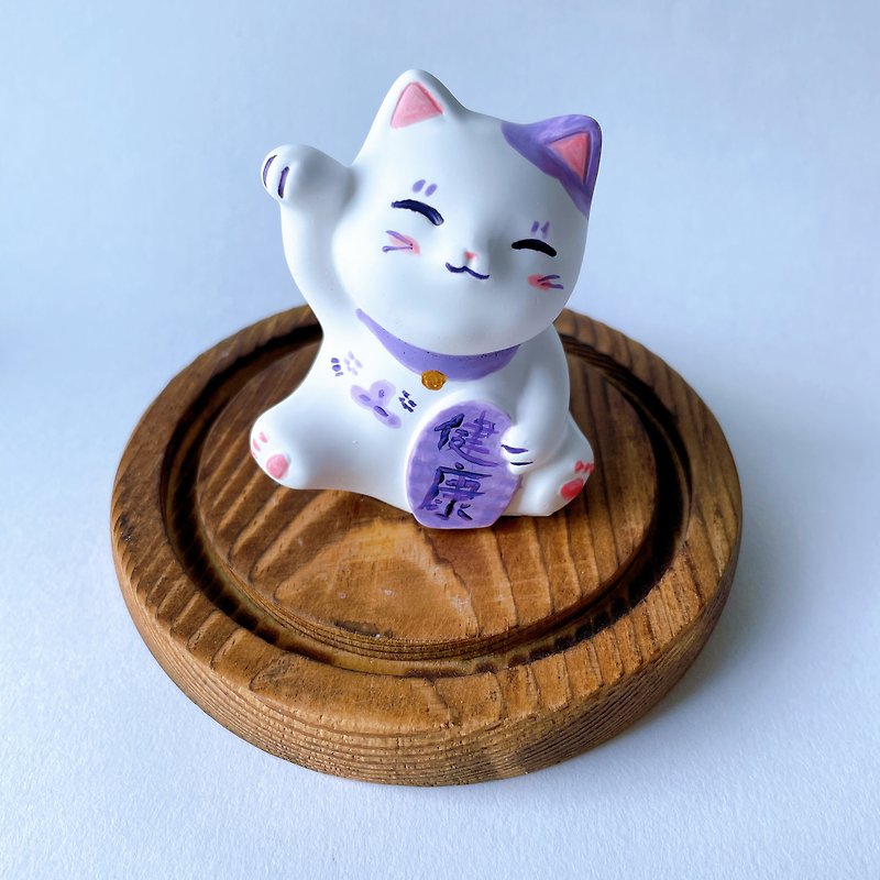 (Gift for Sisters) Healthy Lucky Cat Fragrance Stone - ของวางตกแต่ง - ปูน สีม่วง