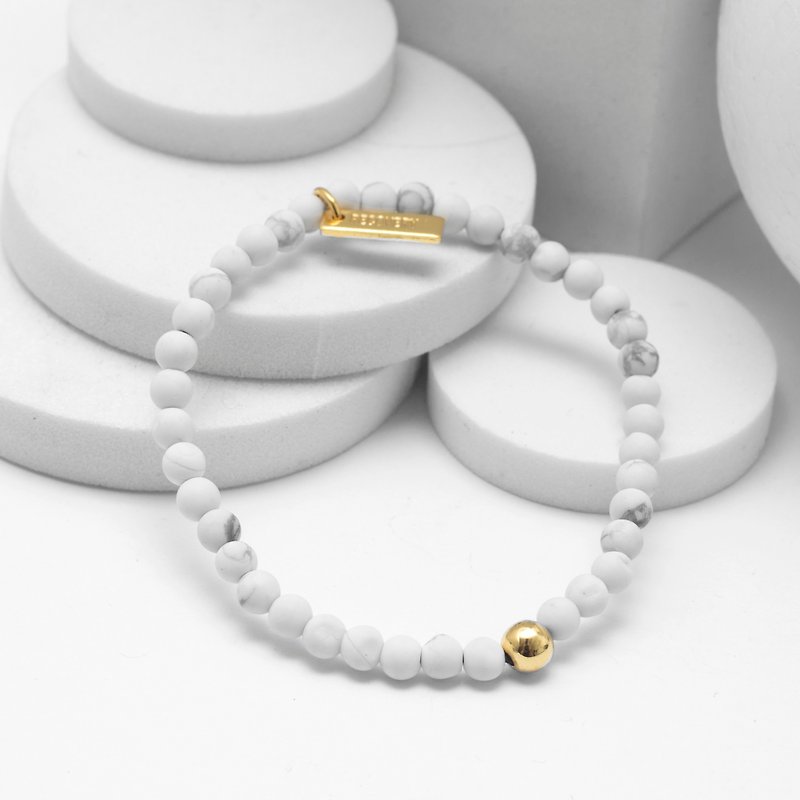 Recovery Matte 4MM-Natural Stone Beaded Bracelet (White) - สร้อยข้อมือ - วัสดุอื่นๆ ขาว