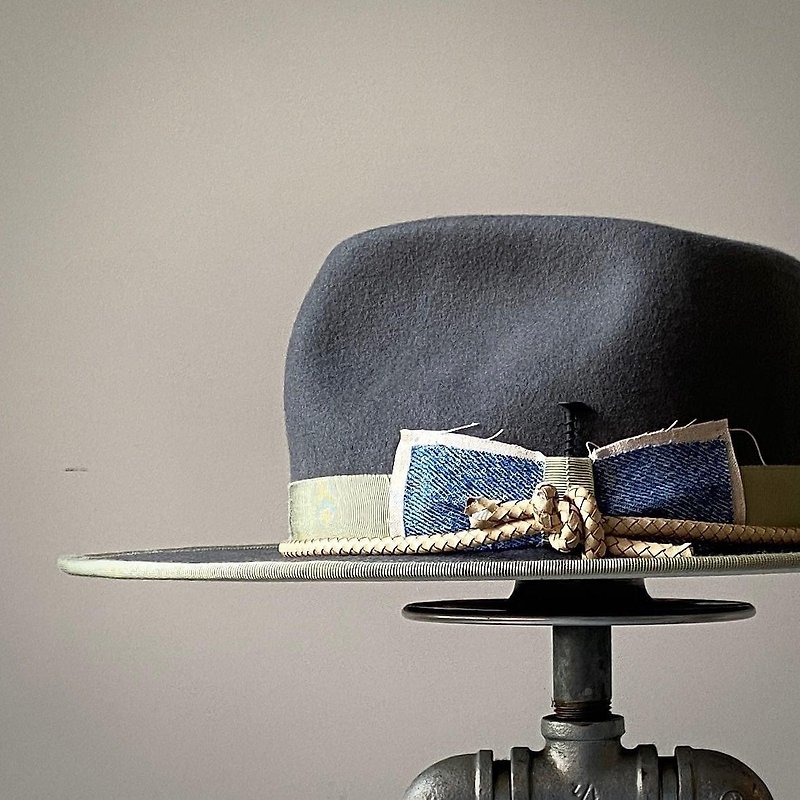HYOKOU_hat Handmade Hat-Gentleman Hat, Gray, 57cm - หมวก - ขนแกะ สีเทา