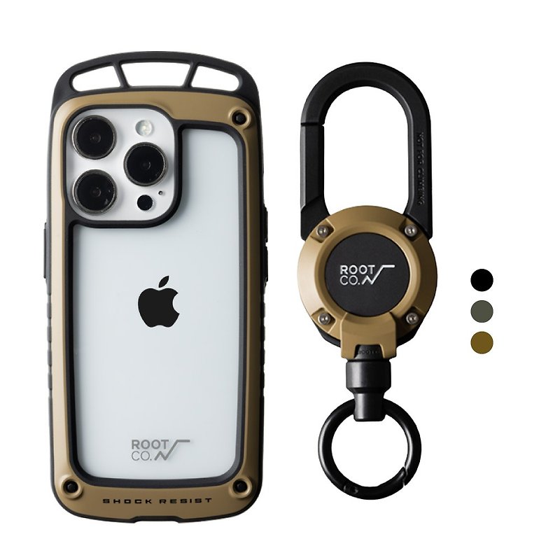 塑膠 手機殼/手機套 多色 - 日本 ROOT CO. iPhone 14 Pro 透明背板上掛勾+360旋轉登山扣