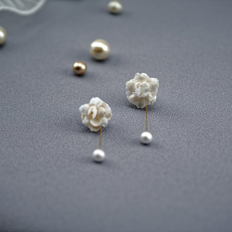 Heartfelt | White Elegant Pearl Pendant with Clasp Earrings - Earrings & Clip-ons - Pearl White