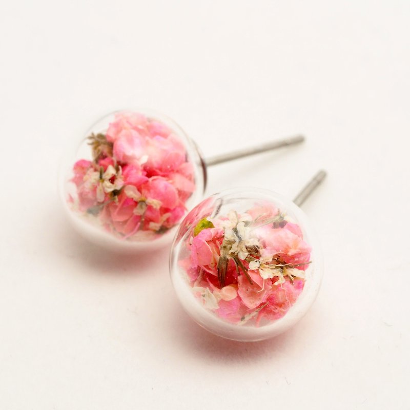 OMYWAY Handmade Dried Flower - Glass Globe - Earrings - ต่างหู - แก้ว หลากหลายสี