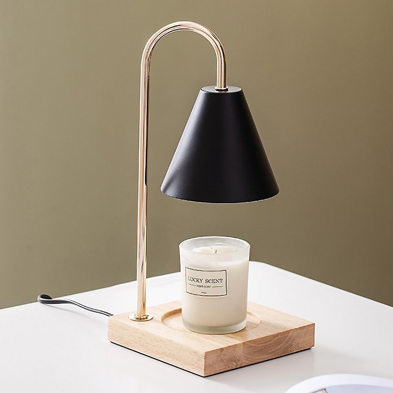 Log Melting Candle Lamp-Scented Candle Warm Lamp-Dimmable (Black) - โคมไฟ - ไม้ 