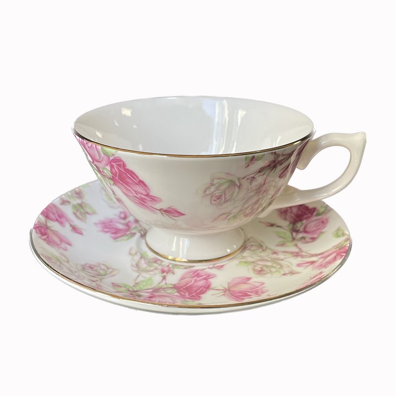 British Aynsley Red Rose Series Bone China Athens Cup and Plate Set 150ml - ถ้วย - เครื่องลายคราม สึชมพู