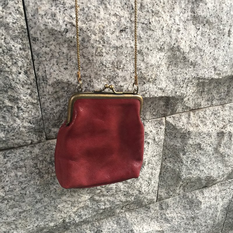 Sienna leather carry a small mouth gold - Coin Purses - Genuine Leather Red