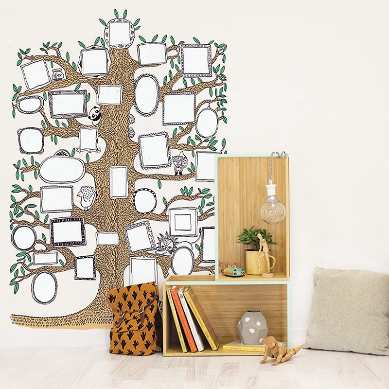 Hand-painted wallpaper family friendship tree - ตกแต่งผนัง - วัสดุอื่นๆ หลากหลายสี