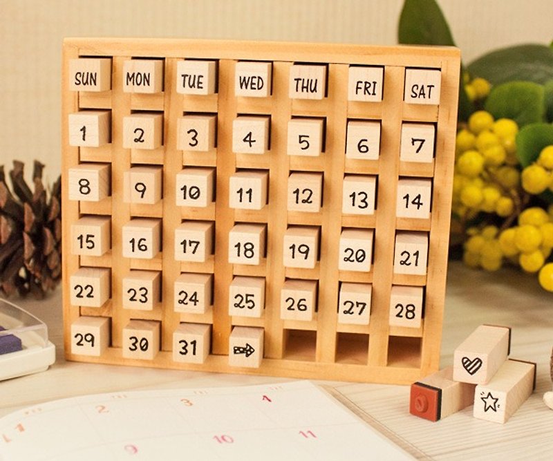 Let's Enjoy Today Perpetual Calendar-Chalk Font - Stamps & Stamp Pads - Wood 
