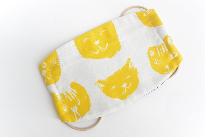 Hand made mask - cat - หน้ากาก - ผ้าฝ้าย/ผ้าลินิน สีเหลือง