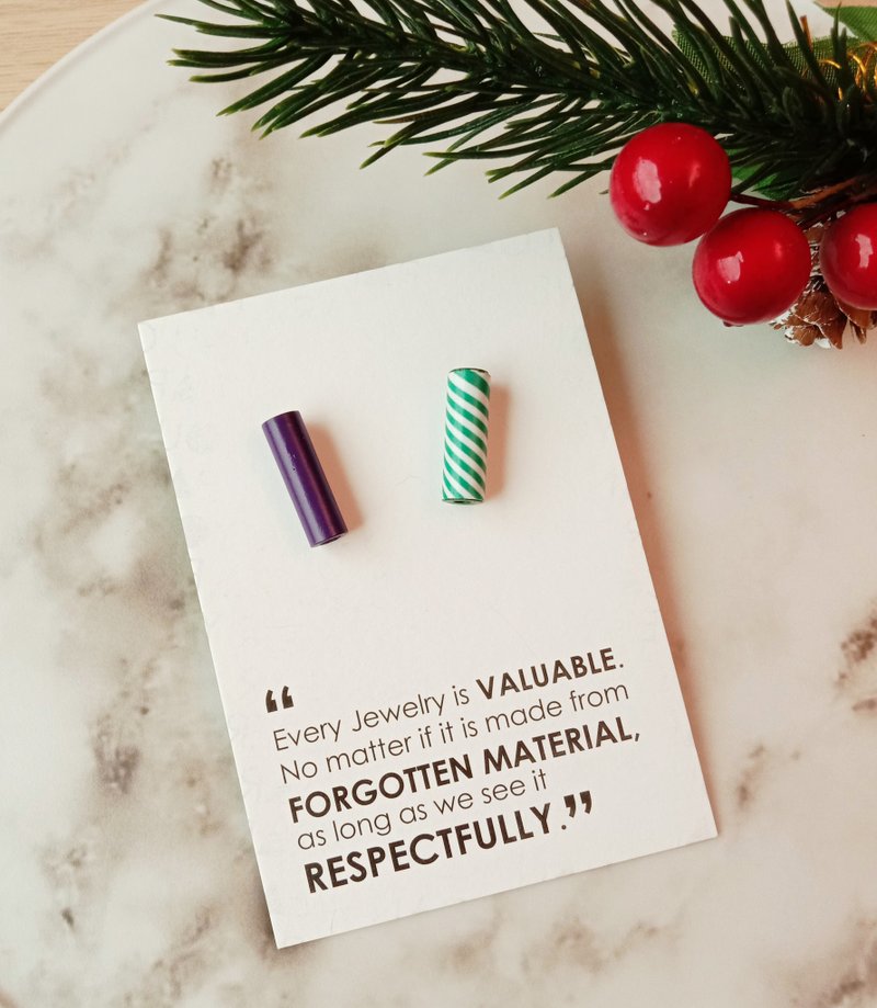 耳環_鳶尾花色 繽紛紙珠_Spira系列可換搭 - 耳環/耳夾/耳骨夾 - 紙 紫色