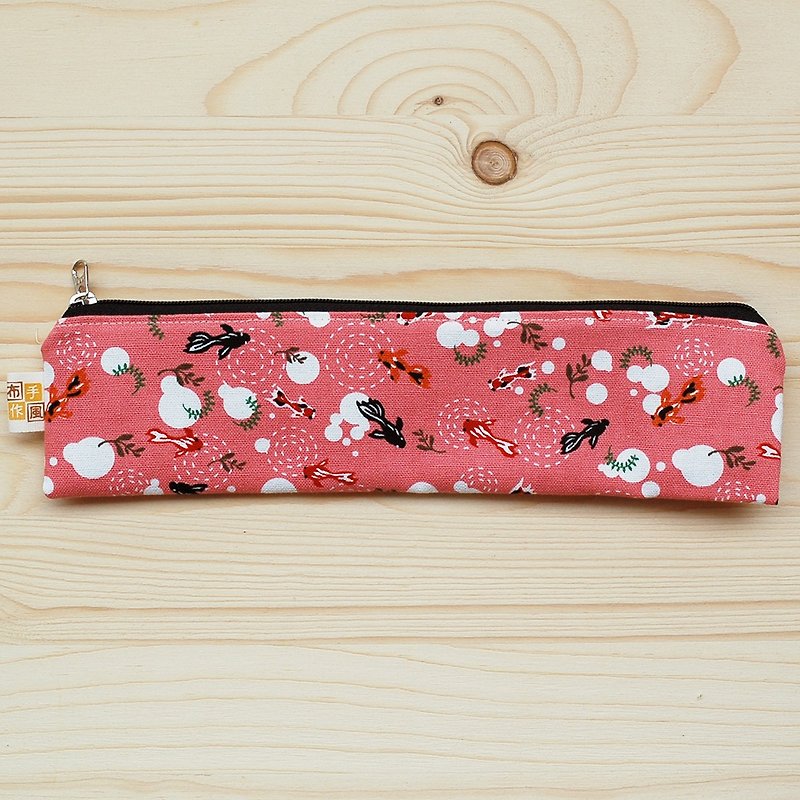 小金魚拉鏈筷袋筷子組 - 筷子/筷架 - 棉．麻 粉紅色