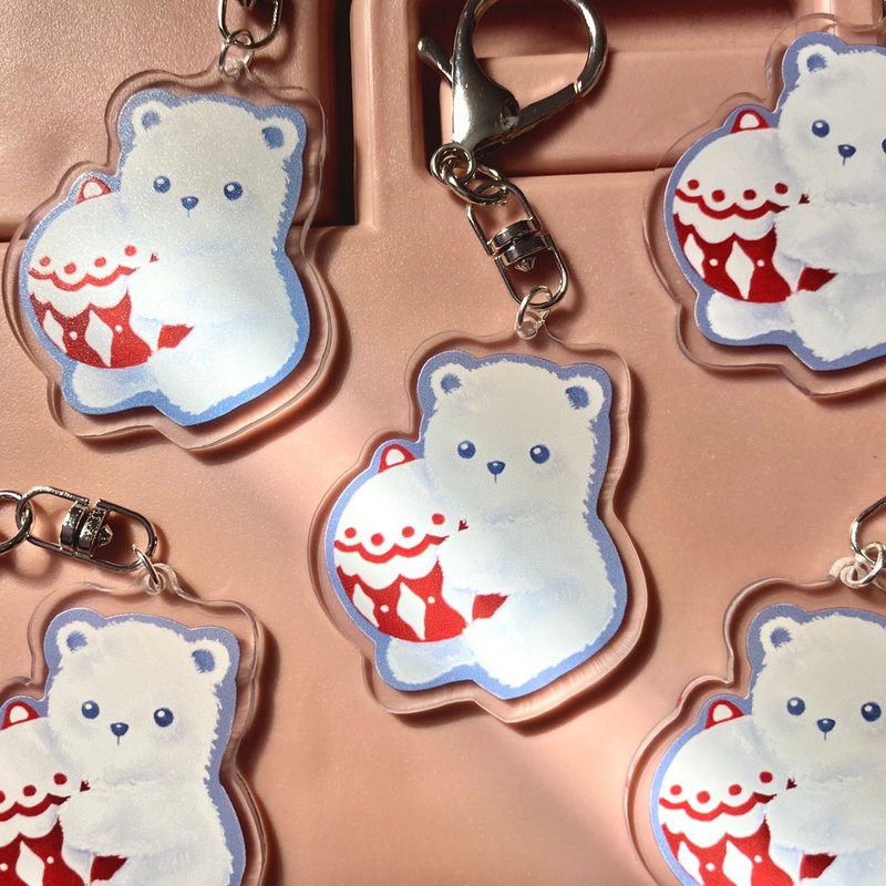 \ Special Offer / White Bear Keychain I 50x50mm - Keychains - Acrylic White