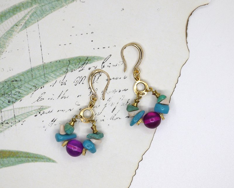purple amethyst earrings for clip - ต่างหู - เครื่องเพชรพลอย 