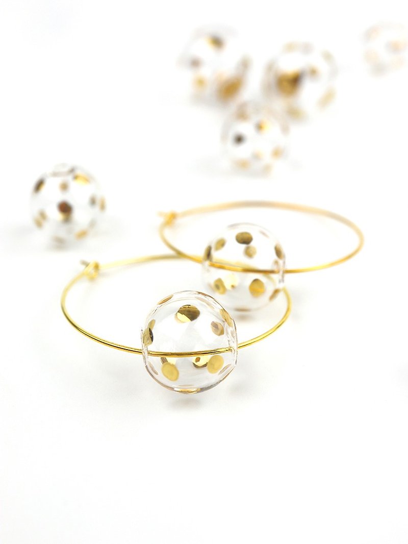 GIRO GOLD DOTS - 真金彩繪波點玻璃球 耳環 - 頸鏈 - 玻璃 金色