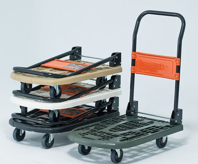 台車・TRUSCO・KARTIO・カルティオ・静音台車・積載荷重200kg TRUSCO 樹脂台車 カルティオ(新型) 折畳 780X490 オリーブドラブ MPK-780-OD [661-3397]