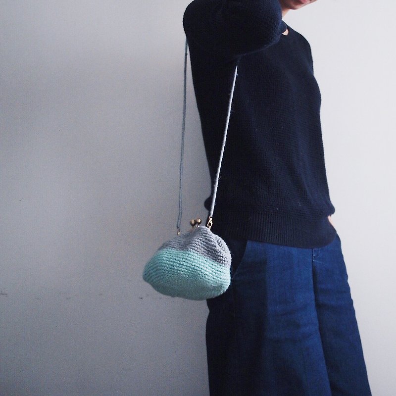 Mouth gold bags | twine Crochet | hatchback - Messenger Bags & Sling Bags - Other Materials Gray