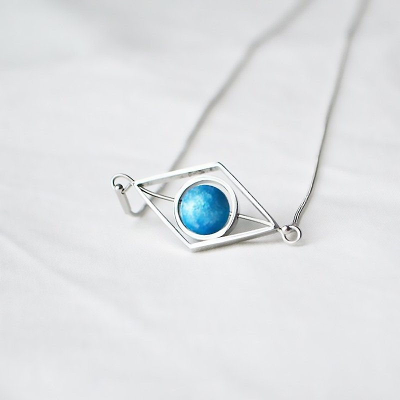 blue rhombus necklace -- silver - Necklaces - Stainless Steel Silver