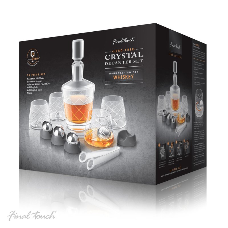 Final Touch On The Rock Lead-Free Crystal Whiskey Decanter Set - แก้วไวน์ - คริสตัล 