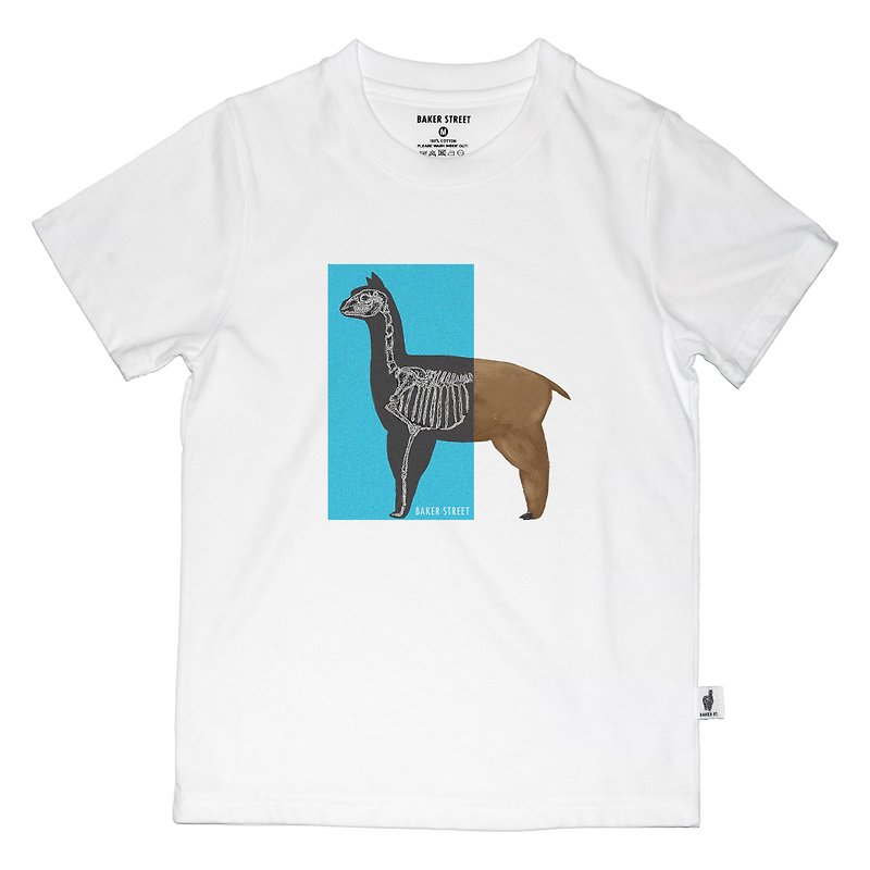 British Fashion Brand -Baker Street- X-ray Alpaca Printed T-shirt for Kids - Tops & T-Shirts - Cotton & Hemp White