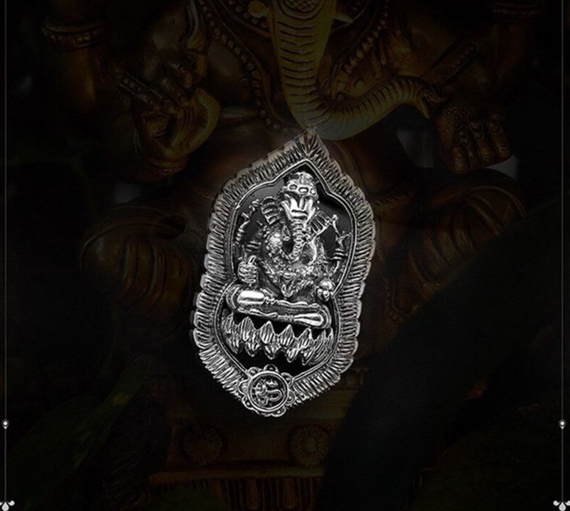 Real 925 Sterling Thai Silver Hollow Elephant God Necklace without Chain Mens - 長項鍊 - 純銀 銀色