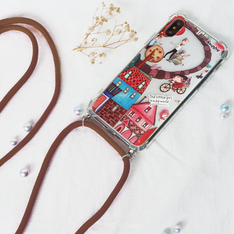 [Customized gift] iPhone16 lanyard cross-body strap anti-collision airbag phone case_comes with mobile phone tablecloth - Phone Cases - Plastic 