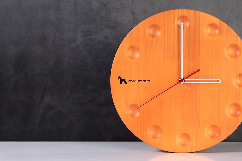 星塵時尚掛鐘圓型 (橘黃) 30cm X 30cm - 時鐘/鬧鐘 - 木頭 