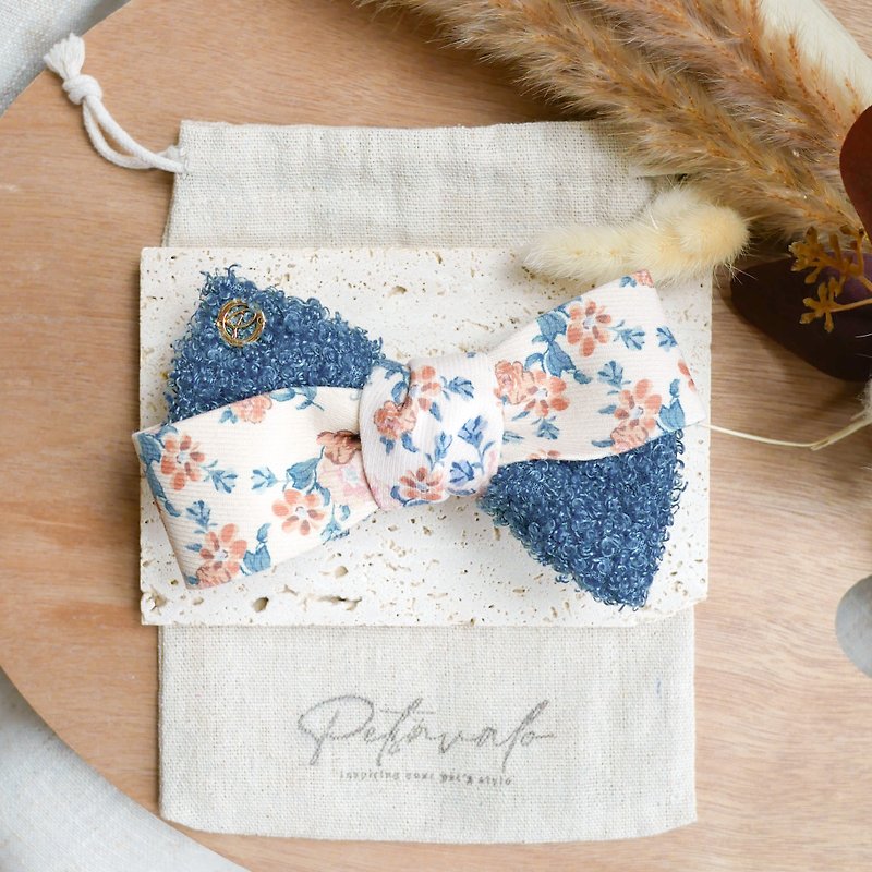 Spring Small Flower Fur Bow Tie-Royal - Clothing & Accessories - Wool Blue
