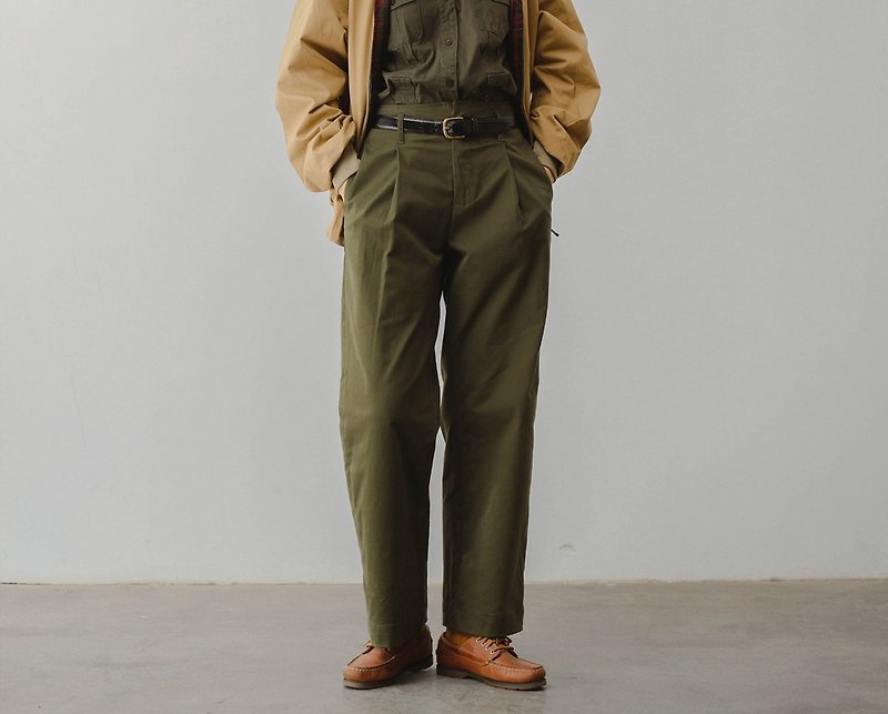 French retro simple casual high waist straight pants - Women's Pants - Cotton & Hemp Green