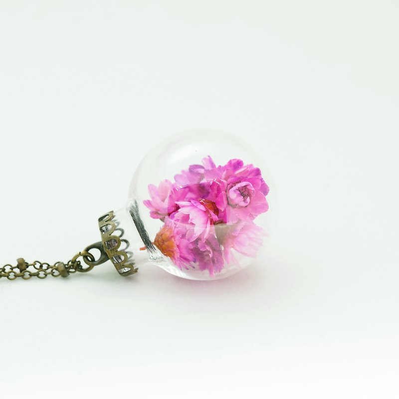 「OMYWAY」Dried Flower Necklace - Glass Globe Necklace - Chokers - Glass 