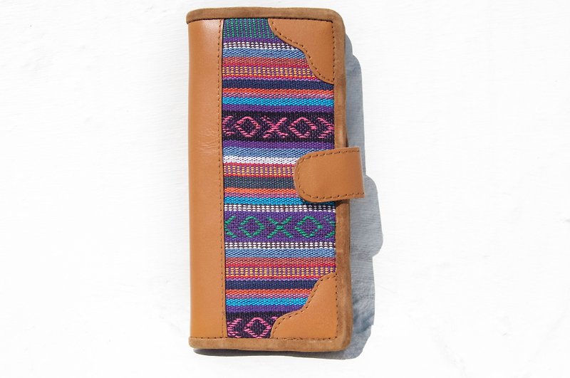 Woven stitching leather long clip / long wallet / coin purse / woven wallet - North African Moroccan national wind stars - Wallets - Genuine Leather Multicolor