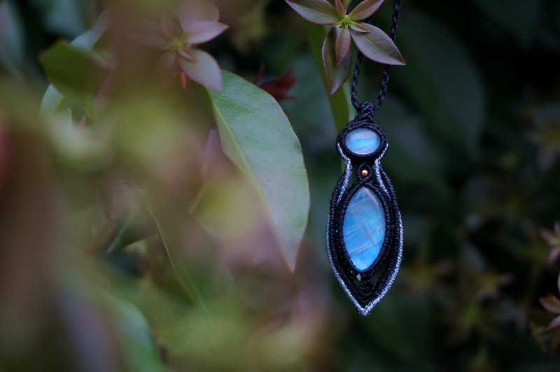 原創設計macrame手工編繩月光石項鏈Moonstone Necklace - 項鍊 - 寶石 