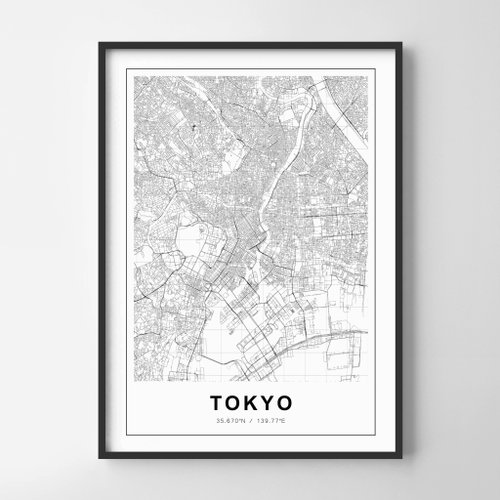 Weekend Road Trip 東京 地圖 畫 佈置 擺飾 臥室 浴室 餐廳 咖啡廳